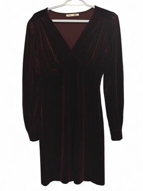 Dex Red Velvet Long Sleeve Dress